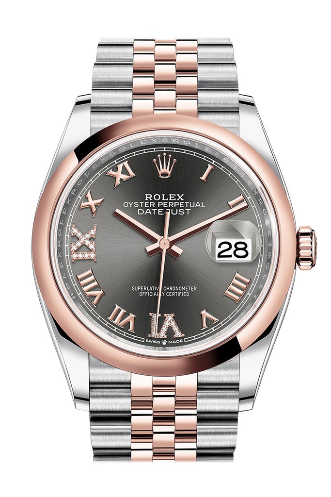 Rolex Datejust 36 Dark Rhodium Dial Men's Steel and 18k Everose Gold Jubilee Watch 126201DRRDJ