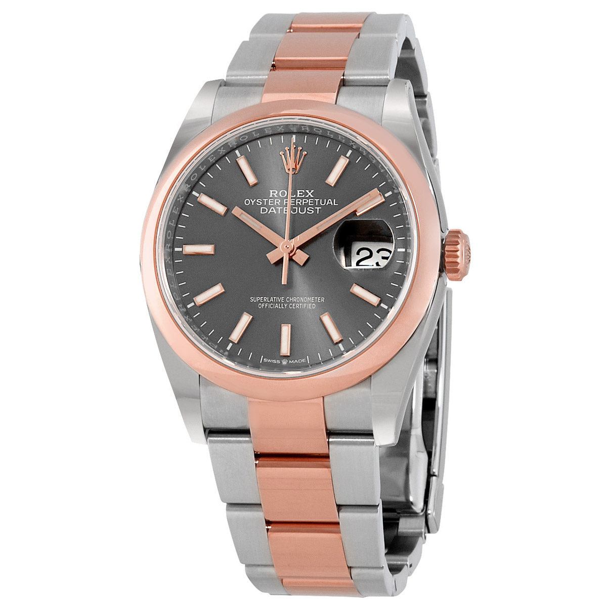 Rolex Datejust 36 Dark Rhodium Dial Men's Steel and 18k Everose Gold Oyster Watch 126201DRSO