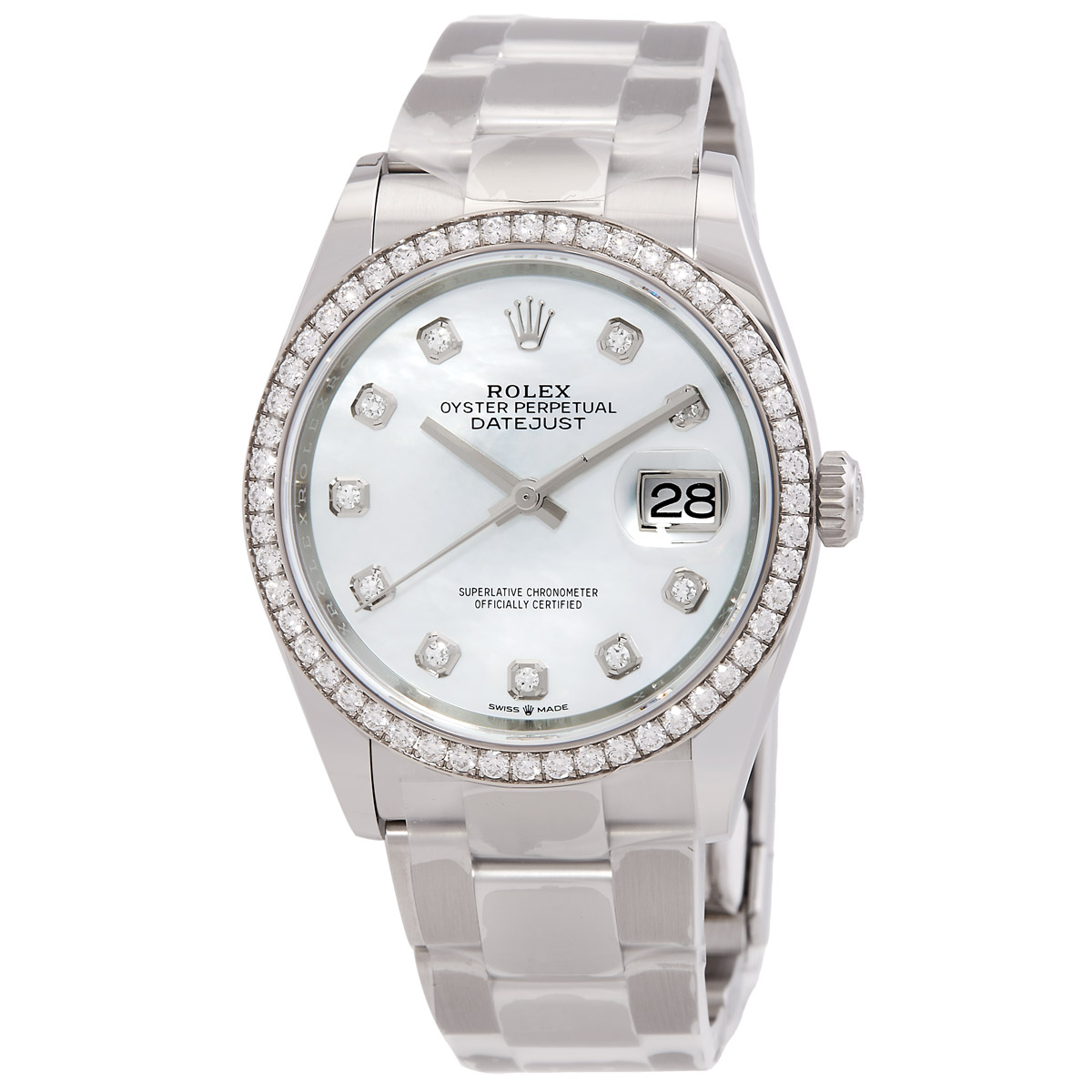 M♡ Rolex Datejust 36mm White Gold & Steel Pink Roman Diamond Dial