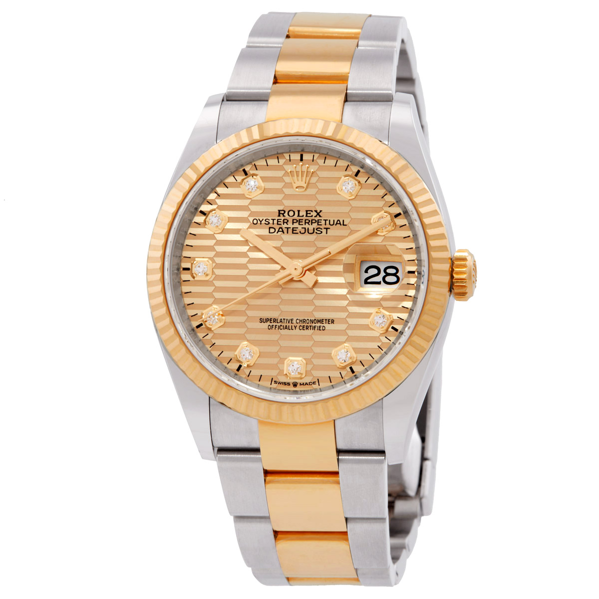 Rolex Datejust 36 Golden Fluted Diamond Dial Automatic Steel and 18KT Yellow Gold Oyster Watch M126233-0046-0045