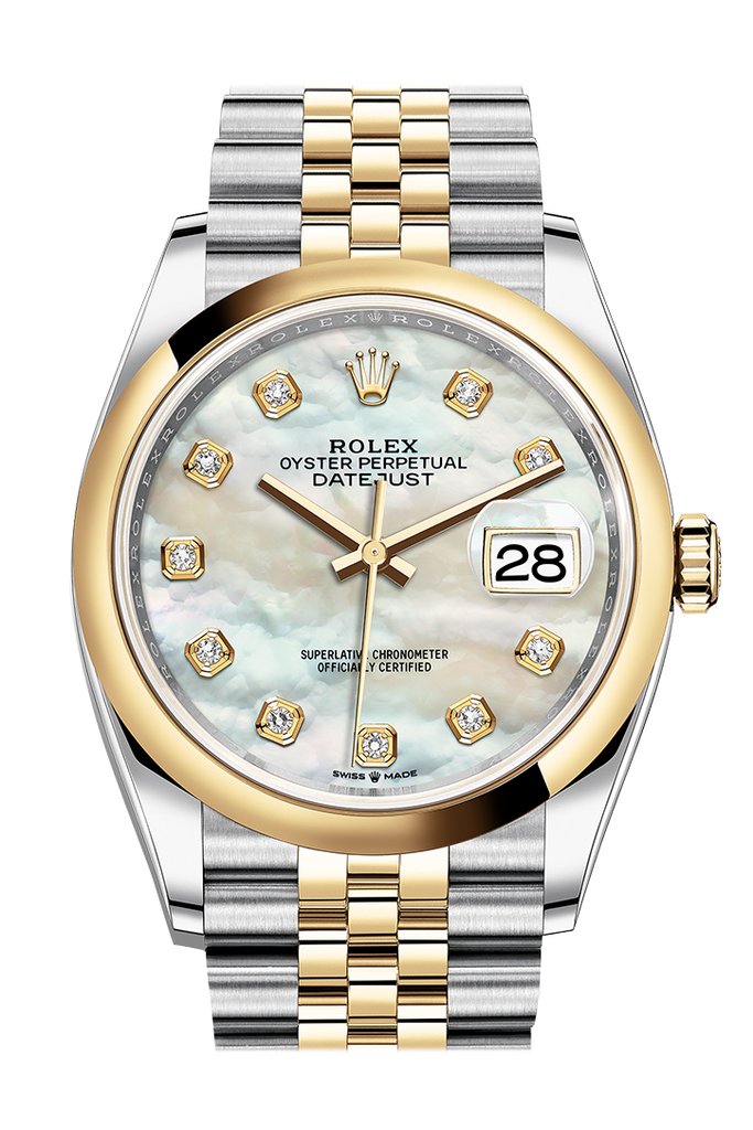 Datejust 36 Mother of Pearl Diamond Dial Men's Steel and 18k Yellow Gold Jubilee Watch 126203MDJ
