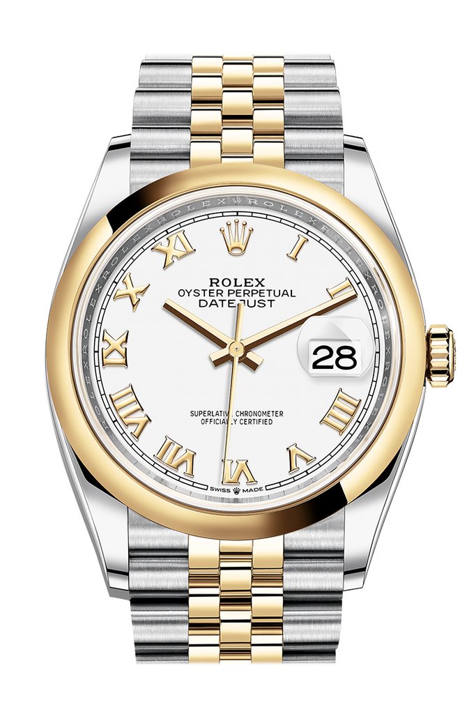Rolex Datejust 36 White Dial Automatic Men's Steel and 18k Yellow Gold Jubilee Watch 126203WRJ