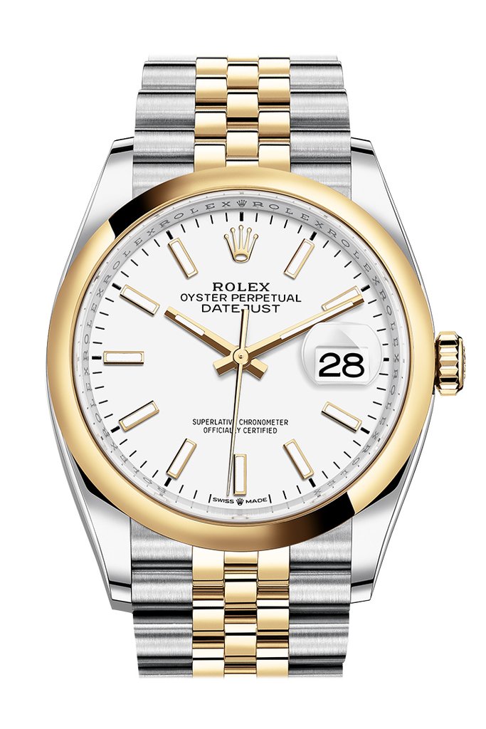 Rolex Datejust 36 White Dial Automatic Men's Steel and 18k Yellow Gold Jubilee Watch 126203WSJ