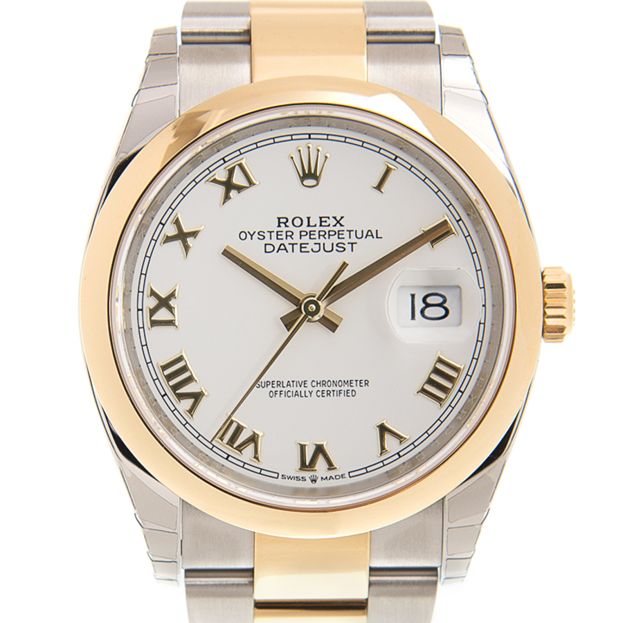 Rolex Datejust 36 White Dial Automatic Men's Steel and 18k Yellow Gold Oyster Watch 126203WRO