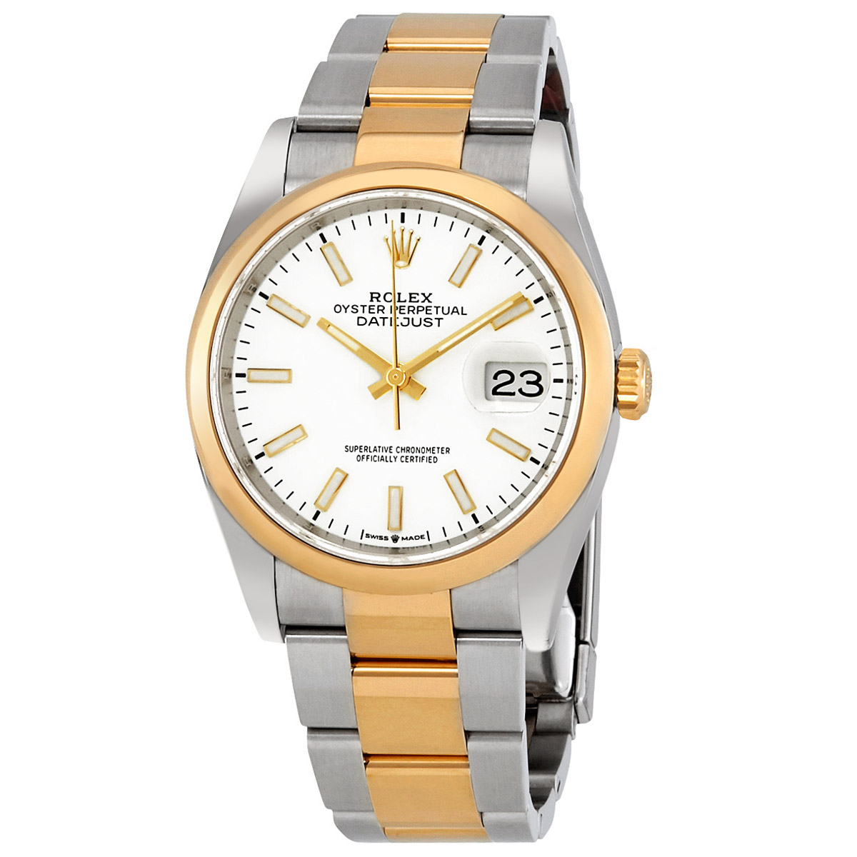 Datejust 36 White Dial Automatic Men's Steel and 18k Yellow Gold Oyster Watch 126203WSO