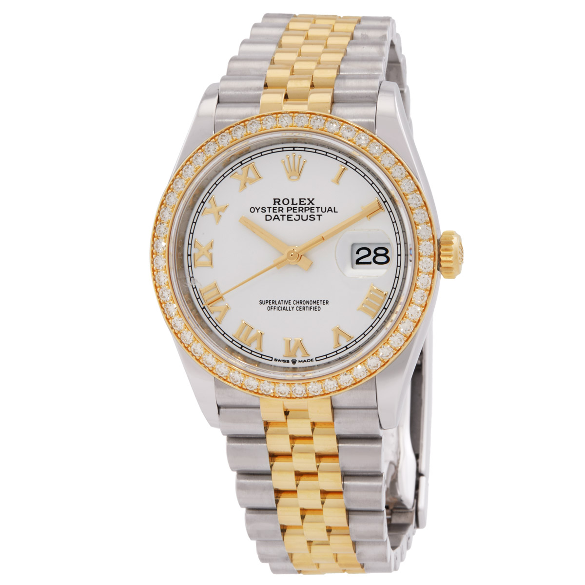 Rolex Datejust 36 White Dial Men's Steel and 18kt Yellow Gold Jubilee Watch 126283WRJ