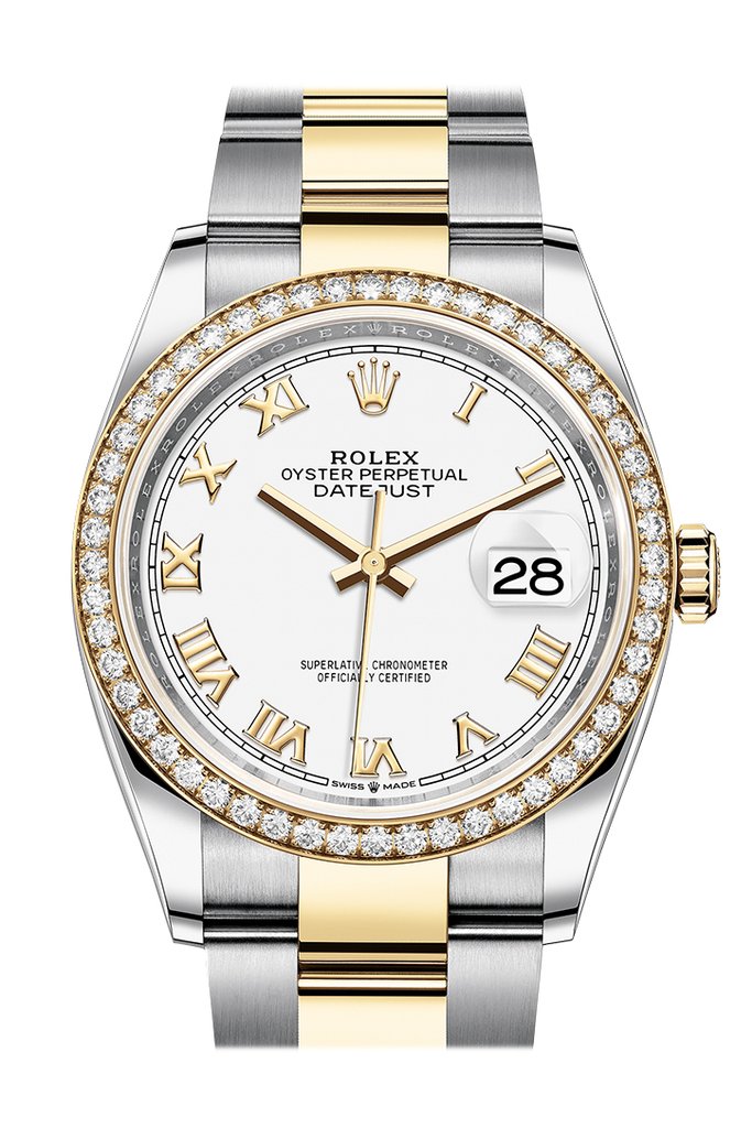 Datejust 36 White Dial Men's Steel and 18kt Yellow Gold Oyster Watch