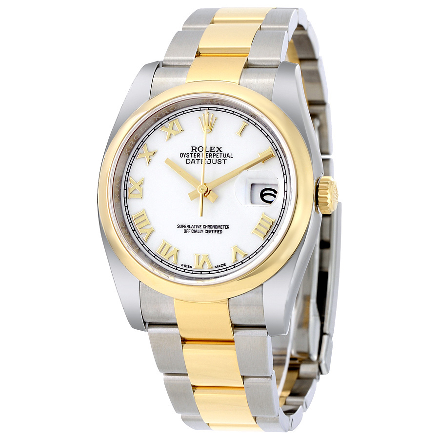 Rolex Datejust 36 White Dial Stainless Steel and 18K Yellow Gold Oyster Bracelet Automatic Men's Watch 116203WRO