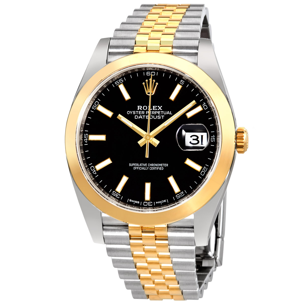 Rolex Datejust 41 Black Dial Steel and 18K Yellow Gold Jubilee Bracelet Men's Watch 126303BKSJ