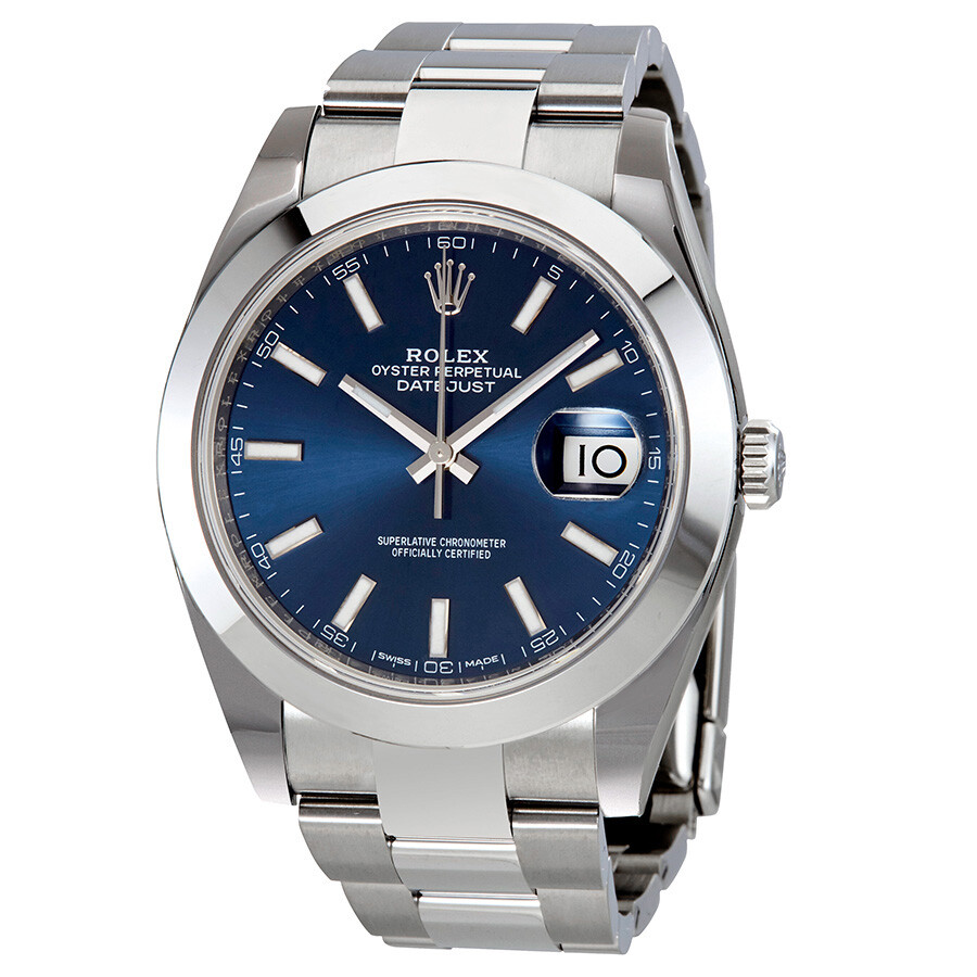 Rolex Datejust 41 Blue Dial Stainless Men's Watch 126300BLSO Watches, - Jomashop