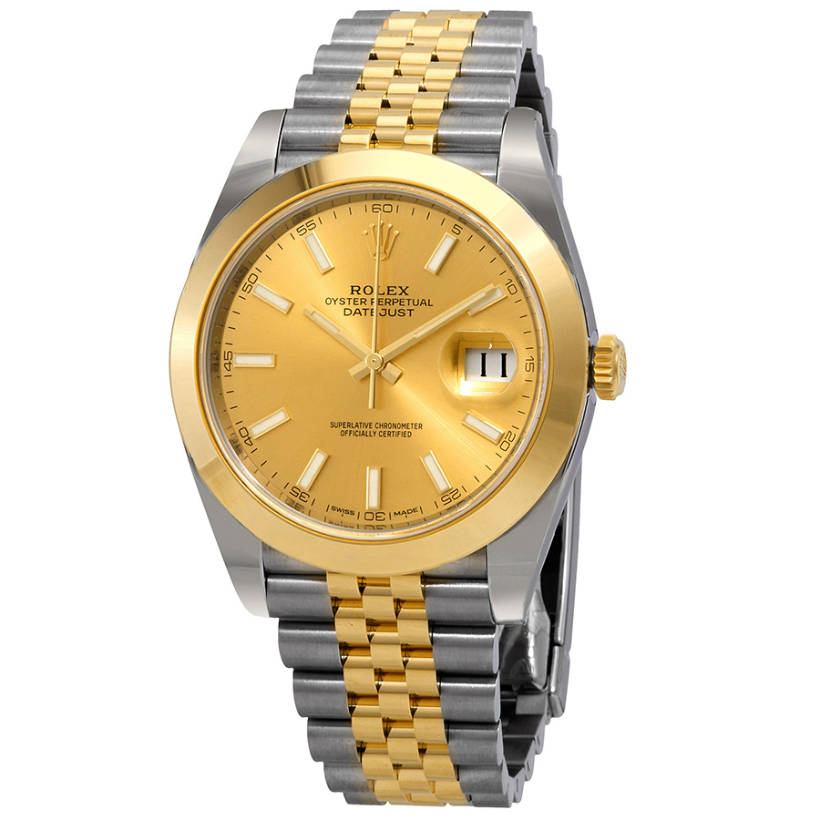 Rolex Datejust 41 Champagne Dial Steel and 18K Yellow Gold Jubilee Bracelet Men's Watch 126303CSJ