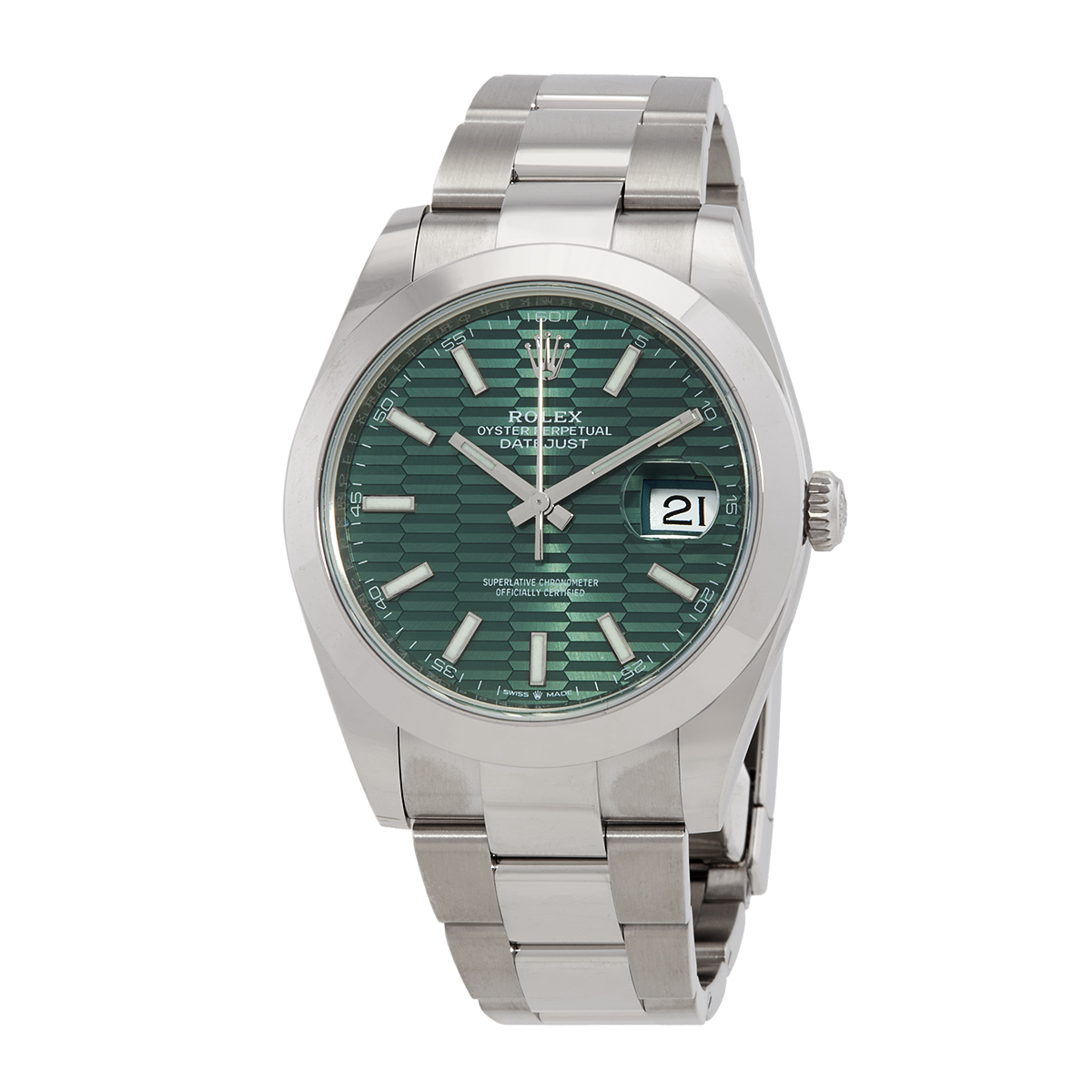Rolex Datejust 41 Mint Green Fluted Motif Dial Automatic Men's