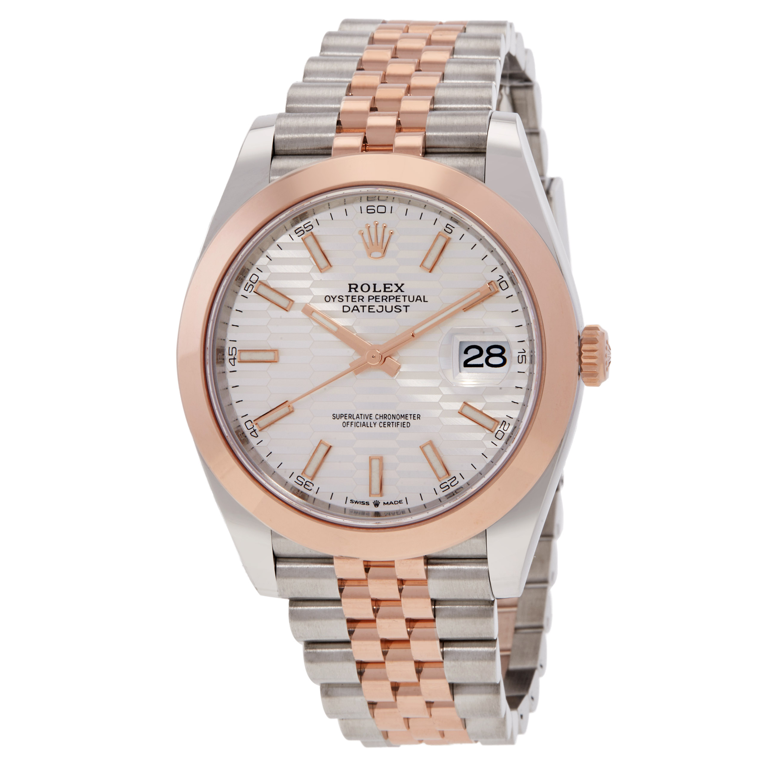 Rolex Datejust 41 Silver, Fluted Motif Dial Automatic Men's Steel and 18kt Everose Gold Jubilee Watch M126301-0018