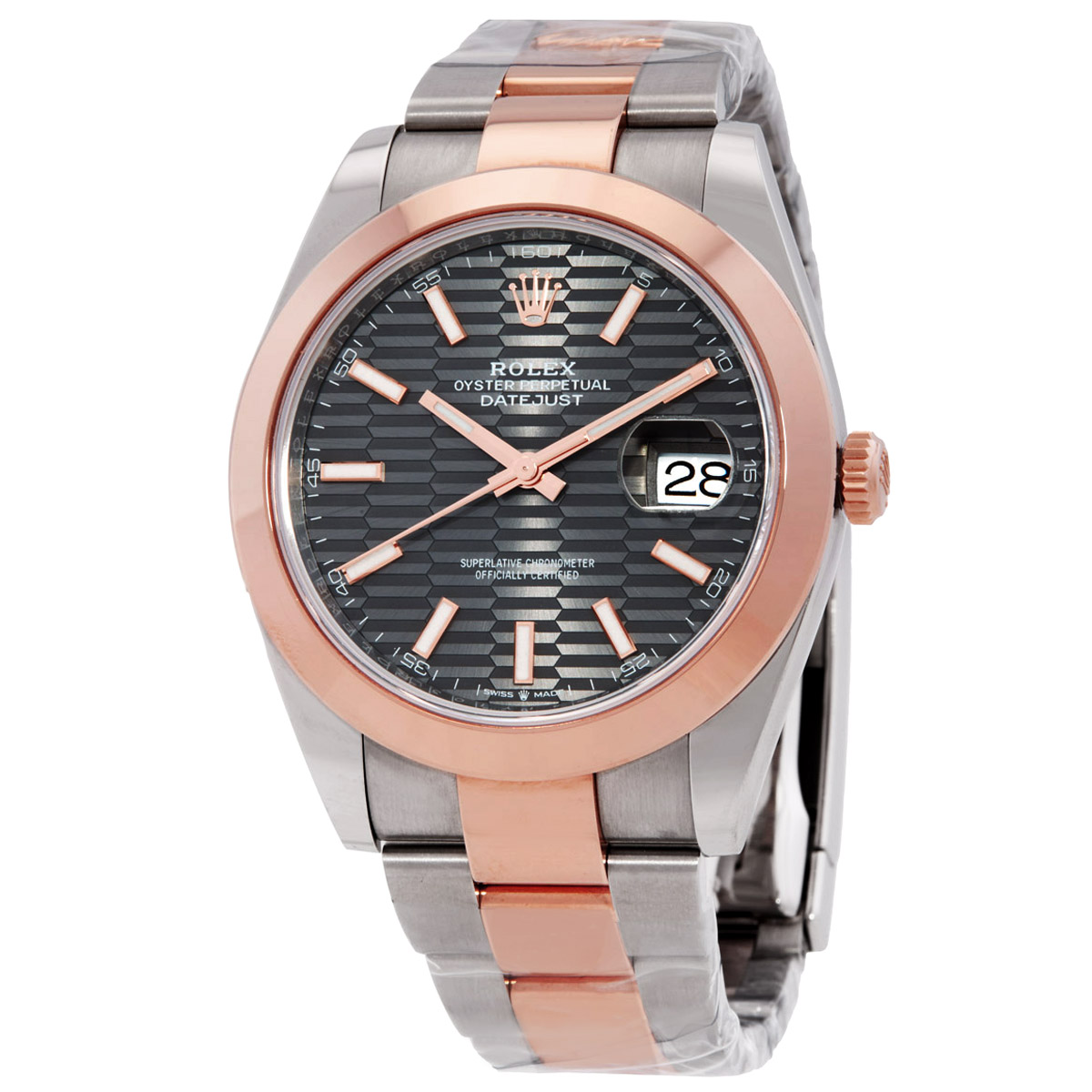 Rolex Datejust 41 Slate, Fluted-Motif Automatic Men's Steel and 18kt Everose Gold Oyster Watch M126301-0019