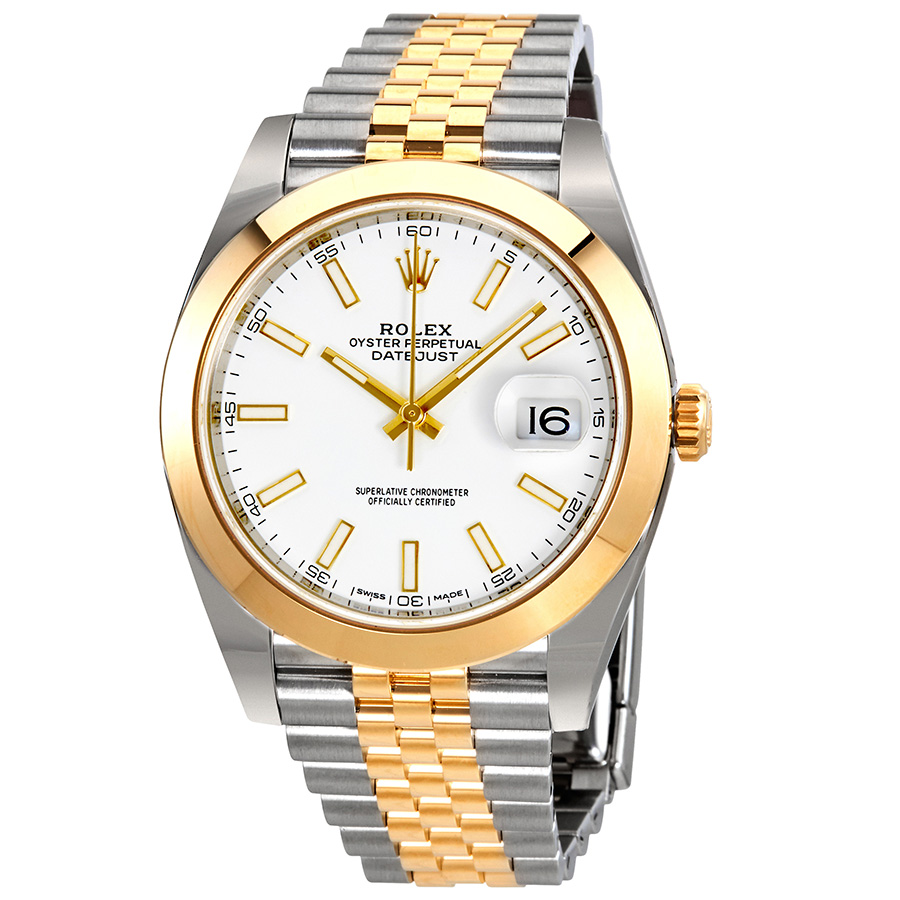 Rolex Datejust 41 White Dial Steel and 18K Yellow Gold Jubilee Bracelet Men's Watch 126303WSJ