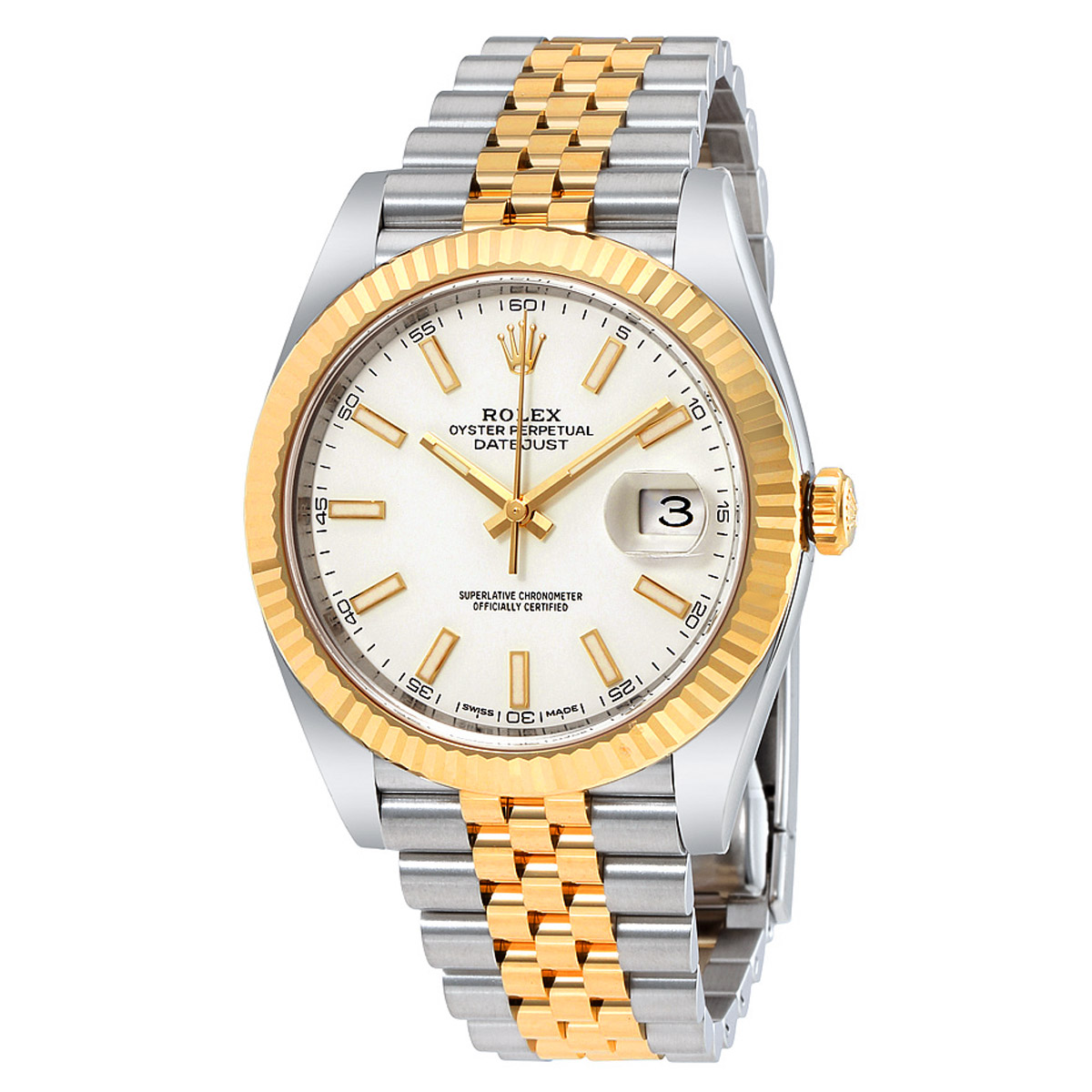 Rolex Datejust 41 White Dial Steel and 18K Yellow Gold Jubilee Men's Watch 12633WSJ