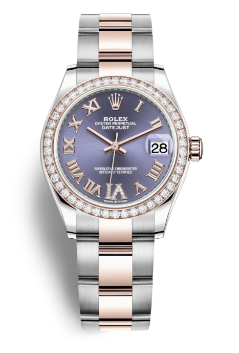 Datejust Aubergine Dial Automatic Ladies Steel and Everose Gold Oyster Watch