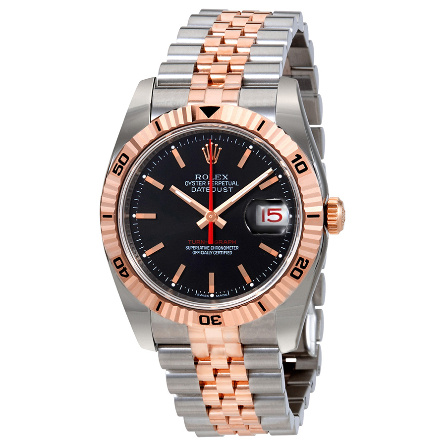 Rolex Datejust Automatic Black Dial Pink Gold and Stainless Steel Men's Watch 116261BKSJ
