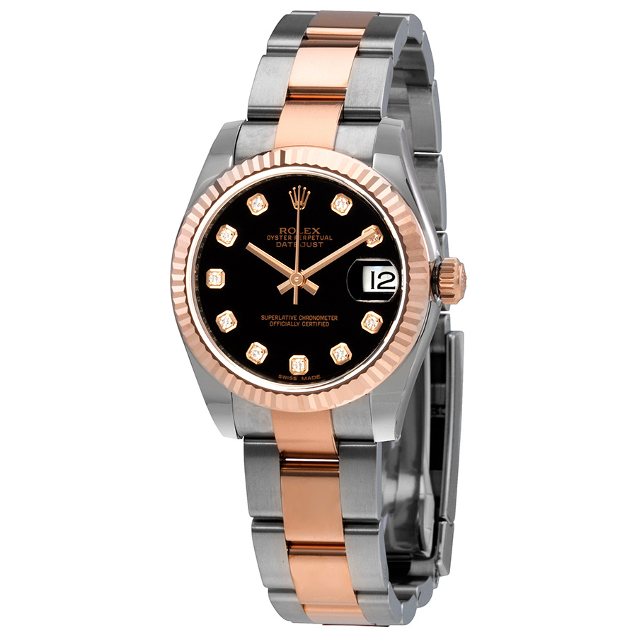 Rolex Datejust Automatic Diamond Black Dial Ladies Watch 178271BKDO