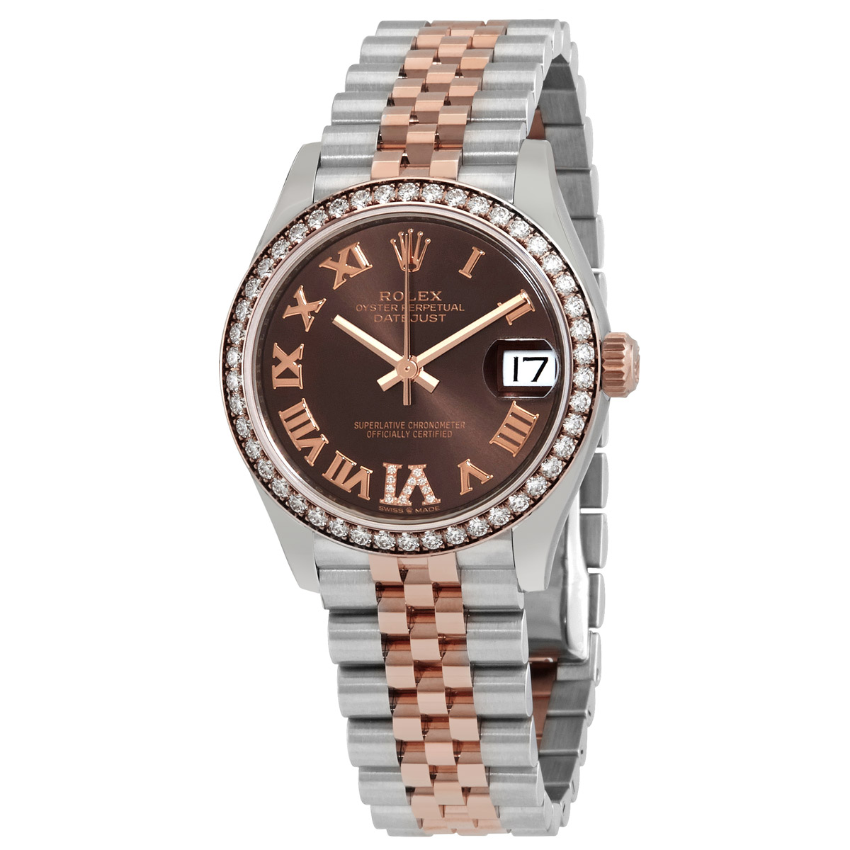 Datejust Chocolate Roman Dial Automatic Ladies Steel and Everose Gold Jubilee Watch