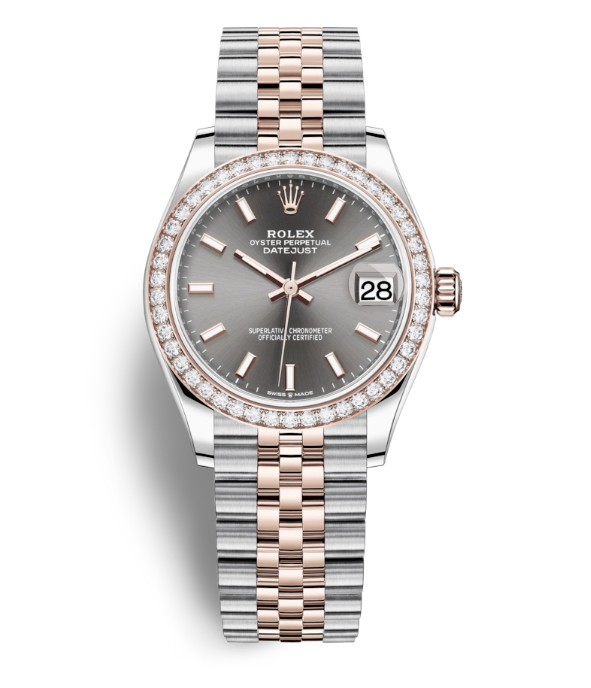 Datejust Dark Rhodium Dial Automatic Ladies Steel and Everose Gold Jubilee Watch