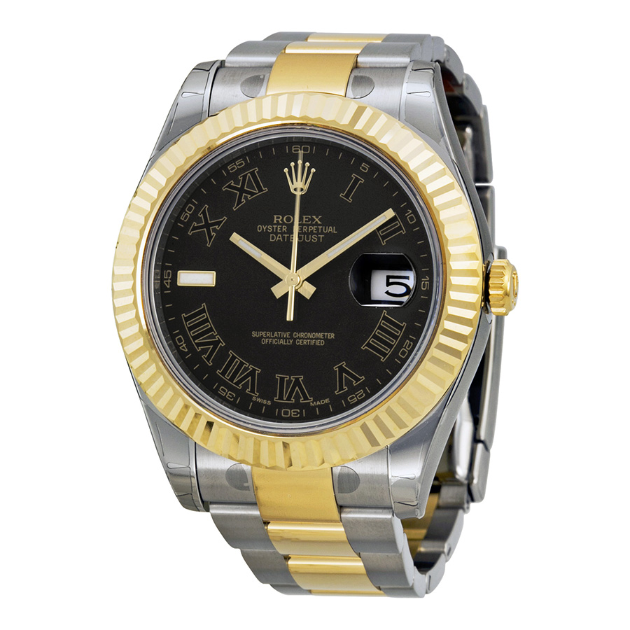 Rolex Datejust II Black Dial Stainless Steel and 18K Yellow Gold Oyster Bracelet Automatic Men's Watch 116333BKRO
