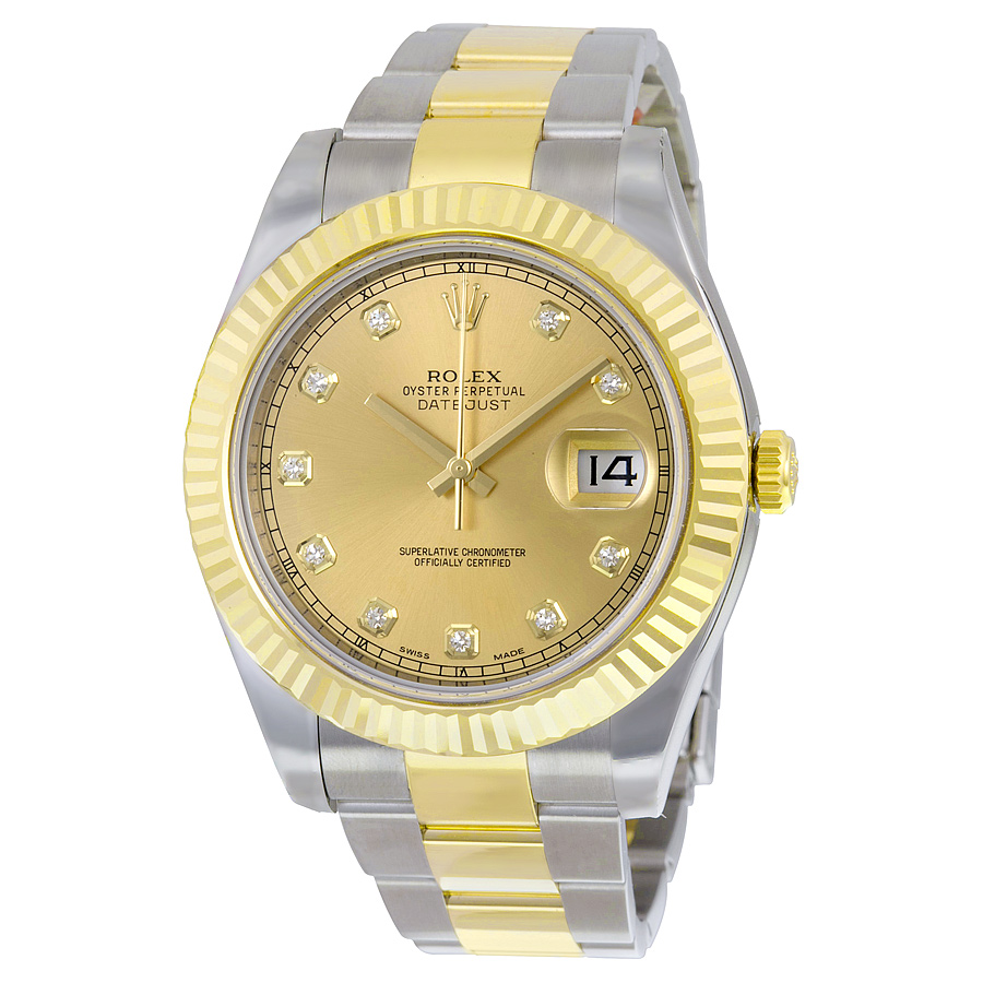 Rolex Datejust II Champagne Dial Stainless Steel and 18K Yellow Gold Oyster Bracelet Automatic Men's Watch 116333CDO