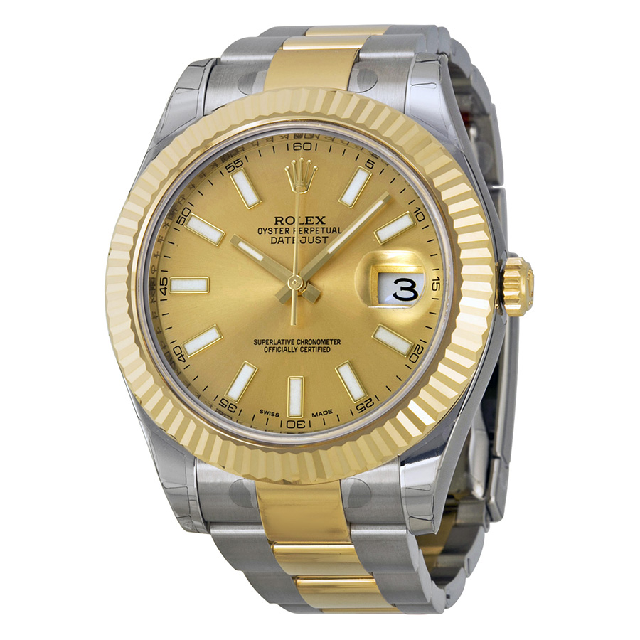 Rolex Datejust II Champagne Dial Stainless steel and 18K Yellow Gold Oyster Bracelet Automatic Men's Watch 116333CSO