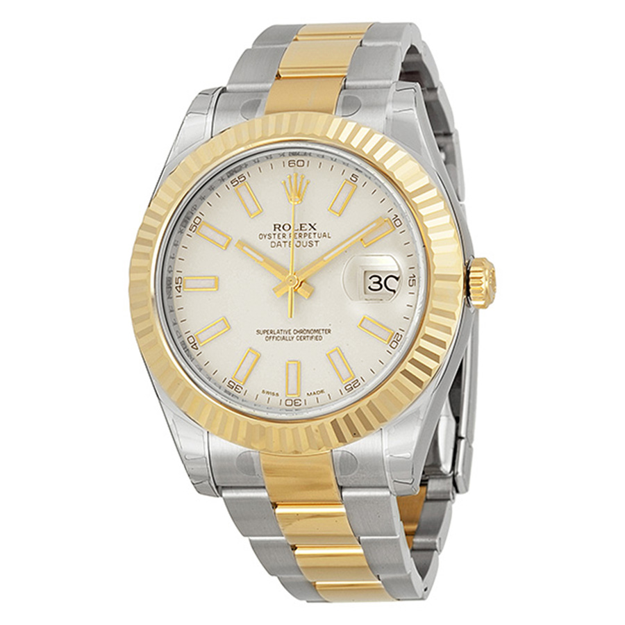 Rolex Datejust II Cream/Ivory Dial Stainless Steel and 18K Yellow Gold Oyster Bracelet Automatic Men's Watch 116333ISO
