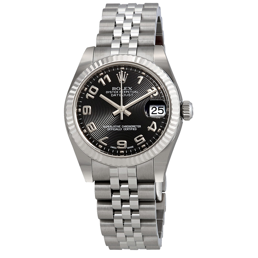 Rolex Datejust Lady 31 Black Concentric Circle Dial Stainless Steel Jubilee Bracelet Automatic Watch 178274BKCAJ