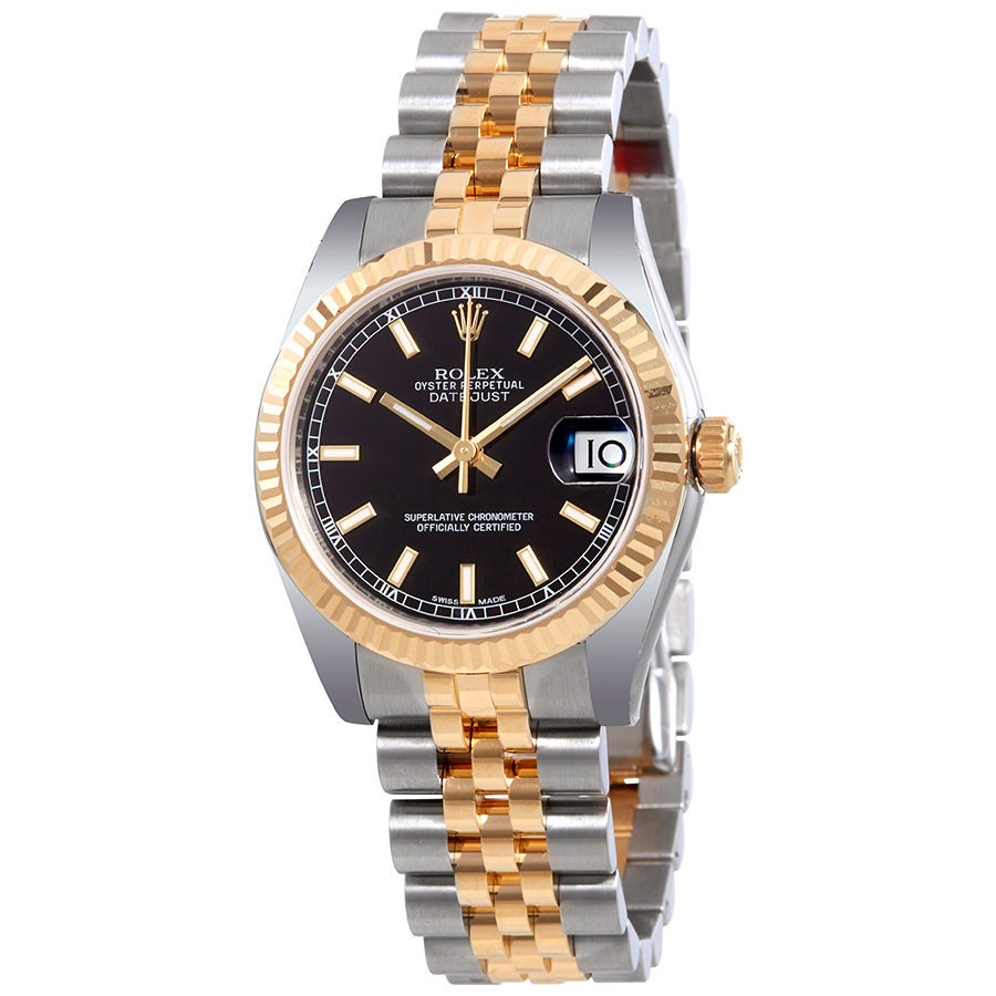 Rolex Datejust Lady 31 Black Dial Stainless Steel and 18K Yellow Gold Jubilee Bracelet Automatic Watch 178273BKSJ