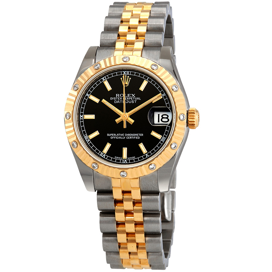 Rolex Datejust Lady 31 Black Dial Stainless Steel and 18K Yellow Gold Jubilee Bracelet Automatic Watch 178313BKSJ