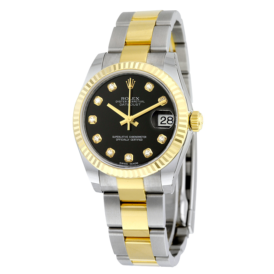 Rolex Datejust Lady 31 Black Dial Stainless Steel and 18K Yellow Gold Oyster Bracelet Automatic Watch 178273BKDO