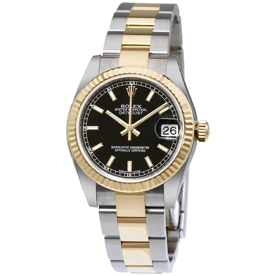 Rolex Datejust Lady 31 Black Dial Stainless Steel and 18K Yellow Gold Oyster Bracelet Automatic Watch 178273BKSO