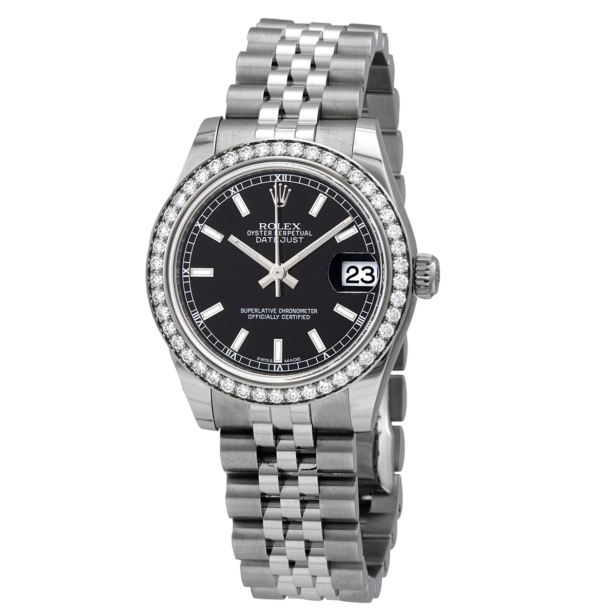 Rolex Datejust Lady 31 Black Dial Stainless Steel Jubilee Bracelet Automatic Watch 178384BKSJ