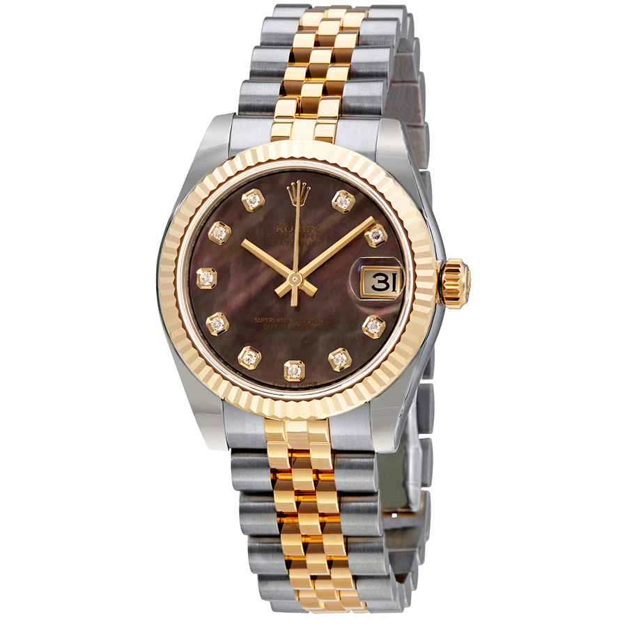 Rolex Datejust Lady 31 Black Mother Of Pearl Dial Stainless Steel and 18K Yellow Gold Jubilee Bracelet Automatic Watch 178273BKMDJ
