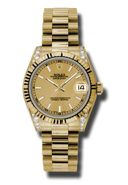 Datejust Lady 31 Champagne Dial 18K Yellow Gold President Automatic Ladies Watch