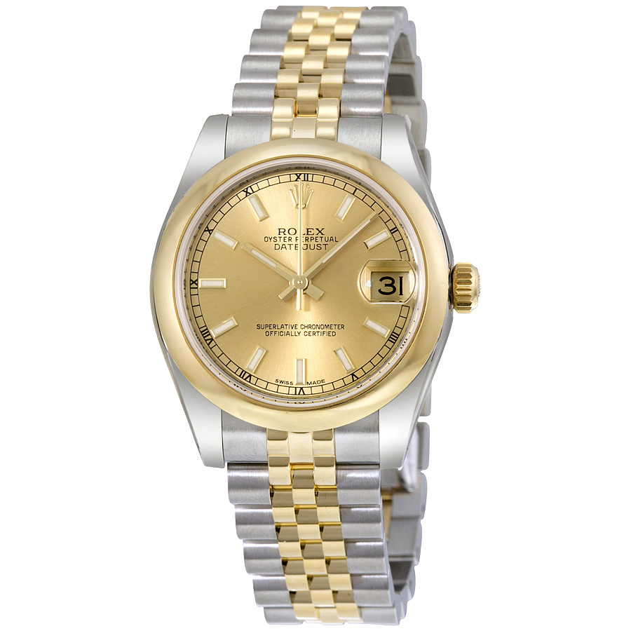 Rolex Datejust Lady 31 Champagne Dial Stainless Steel and 18K Yellow Gold Jubilee Bracelet Automatic Watch 178243CSJ