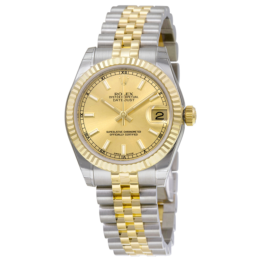 Rolex Datejust Lady 31 Champagne Dial Stainless Steel and 18K Yellow Gold Jubilee Bracelet Automatic Watch 178273CSJ