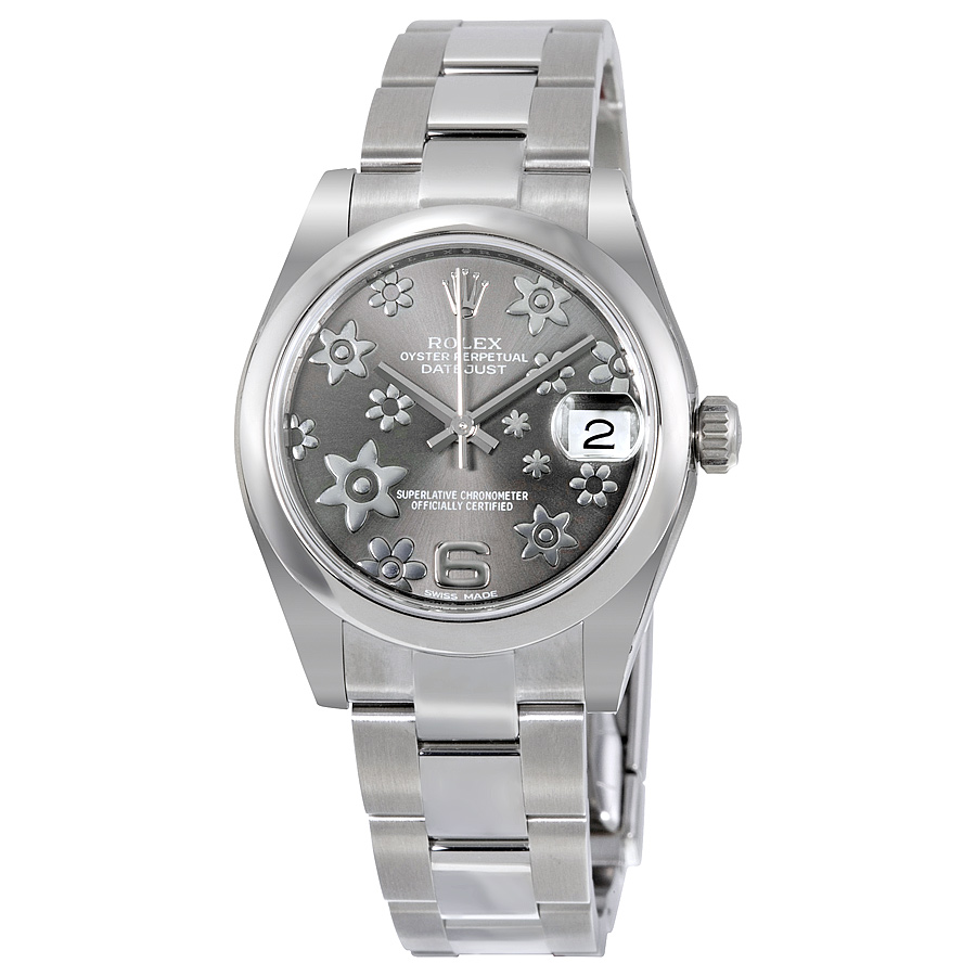 Rolex Datejust Lady 31 Floral Rhodium Dial Stainless Steel Oyster Bracelet Automatic Watch 178240RFO