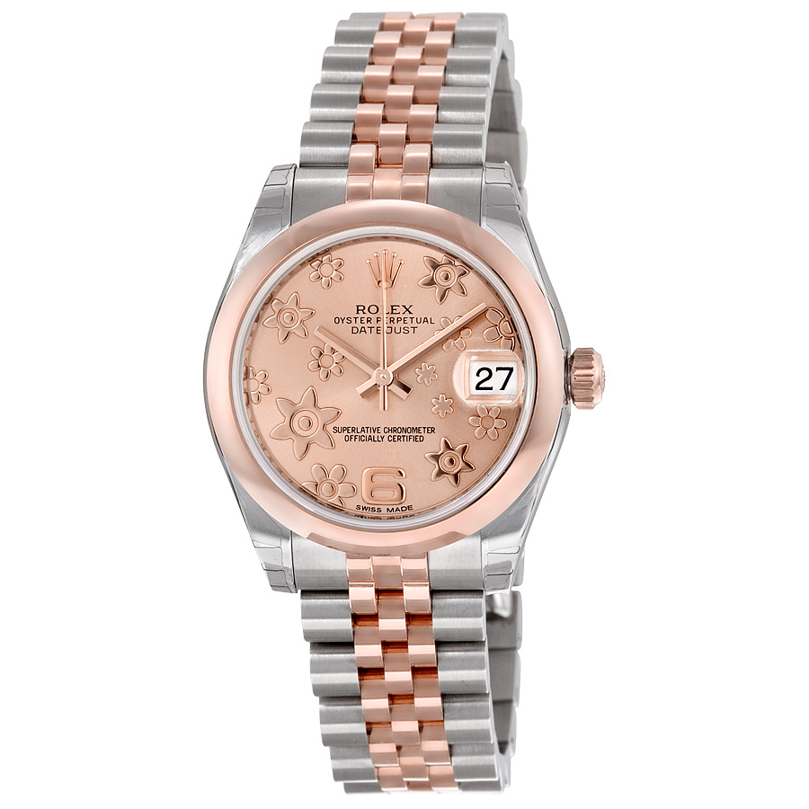 Rolex Datejust Lady 31 Pink Raised Floral Motif Dial Stainless Steel and 18K Everose Gold Jubilee Bracelet Automatic Watch 178241PFAJ