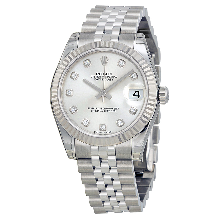 Rolex Datejust Lady 31 Silver With 11 Diamonds Dial Stainless Steel Jubilee Bracelet Automatic Watch 178274SDJ