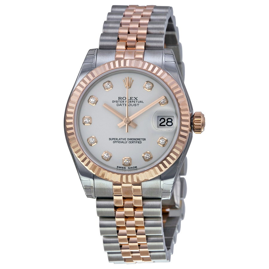 Rolex Datejust Lady 31 White Dial Stainless Steel and 18K Everose Gold Jubilee Bracelet Automatic Watch 178271WDJ