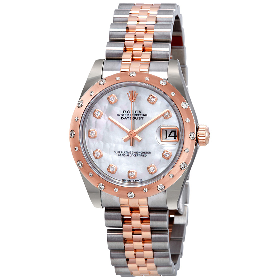 Rolex Datejust Mother of Pearl Diamond Steel and Pink Gold Ladies Watch 178341MDJ