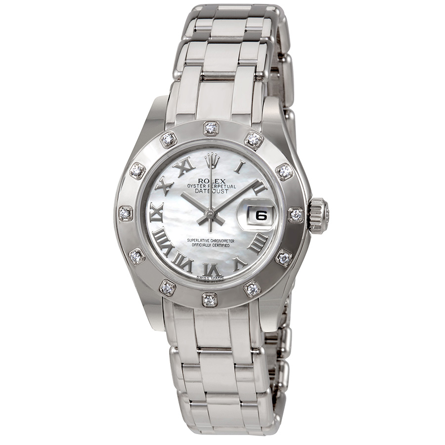Rolex Datejust Pearlmaster Mother of Pearl Dial 18kt White Gold Ladies Watch 80319MRPM