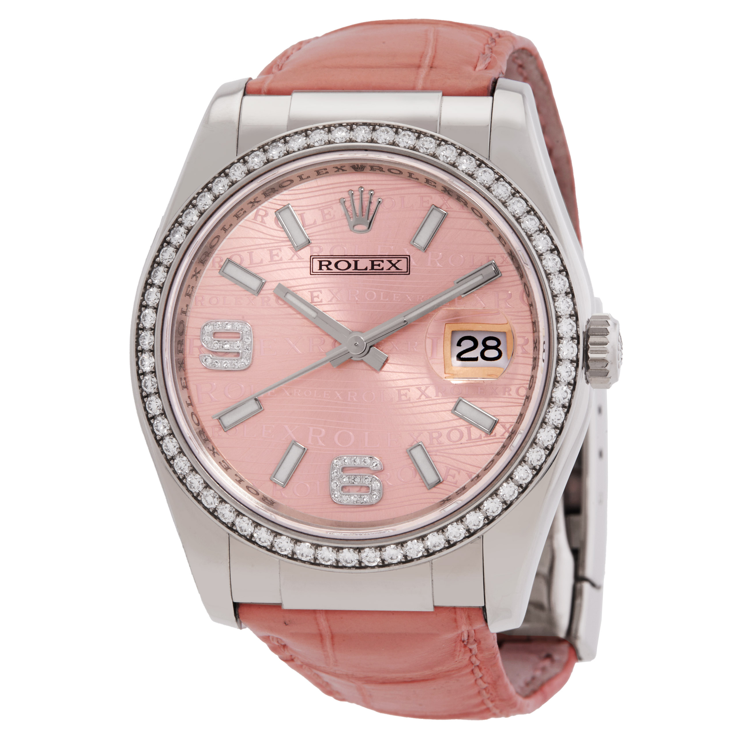 Datejust Pink Wave Dial Diamond Automatic Ladies Watch