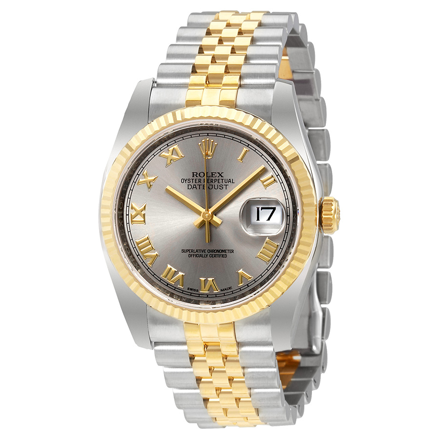 Rolex Datejust Rhodium Dial Steel and 18K Yellow Gold Men's Watch 116233RRJ