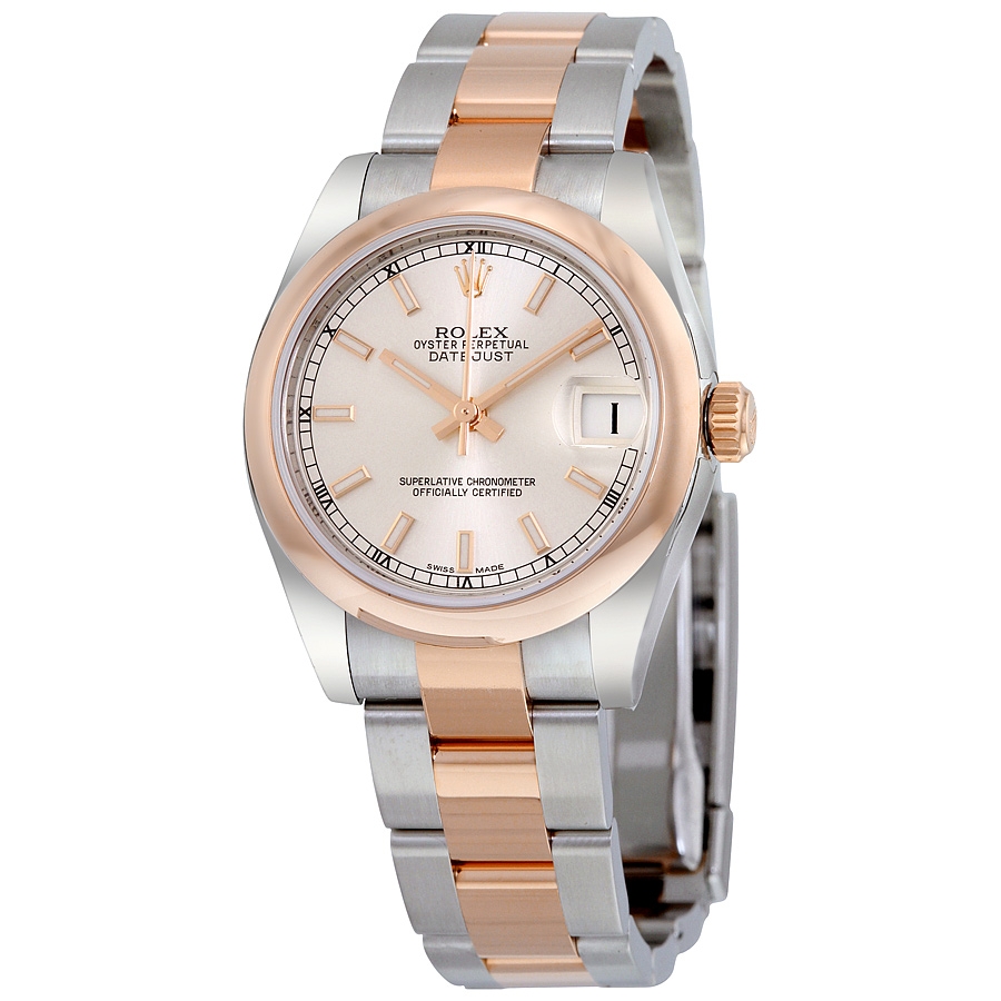 Rolex Datejust Silver Dial Steel and 18K Everose Gold Oyster Ladies Watch 178241SSO