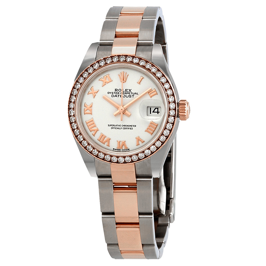 Datejust White Dial Automatic Ladies Steel and 18K Oyster Watch