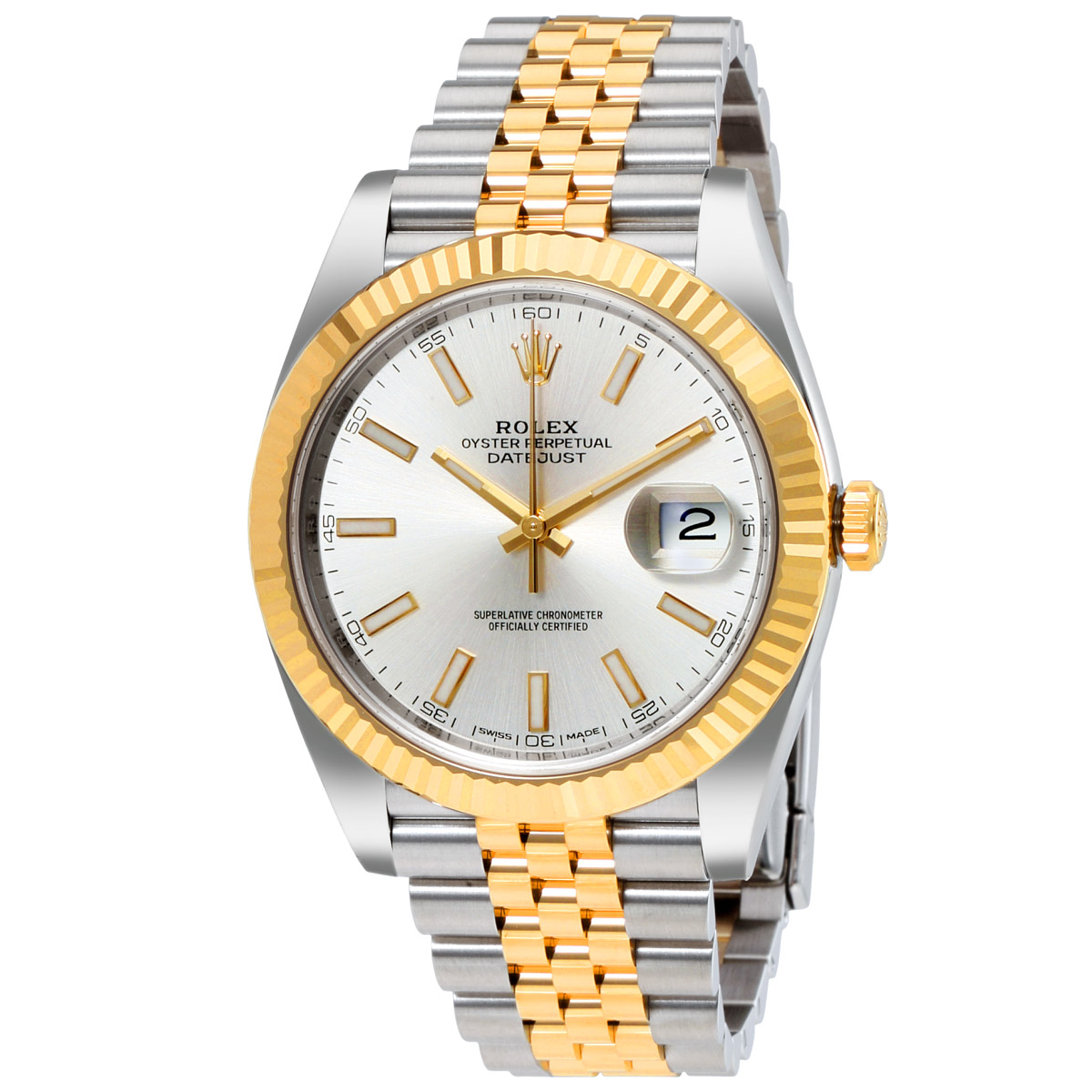 ジャンク品、動きません ROLEX Datejust 自動巻 ゴールド/シルバー Rolex Datejust41 Silver Dial Steel and 18K Yellow Gold Jubilee